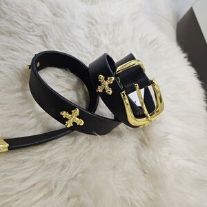 Cross Studded Leather Belt